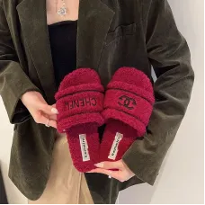 Faux Shearling Flat Slippers / Sheepskin Flat Slippers